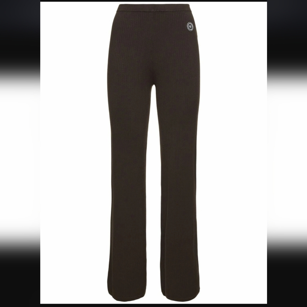 Sporty & Rich Dark Brwon Ribbed Flare Pants - XS